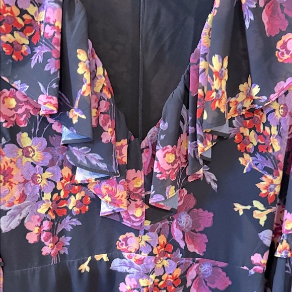 Amanda Uprichard Floral Long Sleeve Dress - Black and Purple.  Never worn - Picture 8 of 12